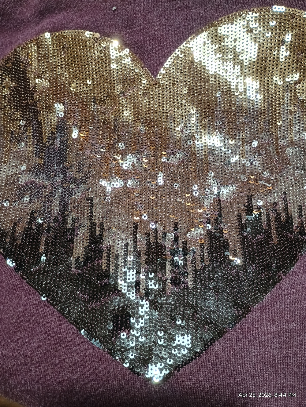 PINK Victoria's Secret Sequin Heart Pullover in Maroon and Gold